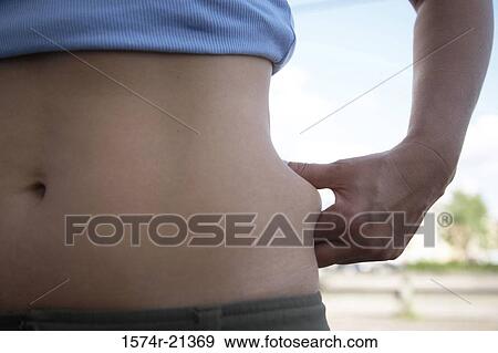 Mid section view of a woman pinching her skin View Large Photo Image Stock Photo - Mid section view of a woman pinching her skin. Fotosearch
