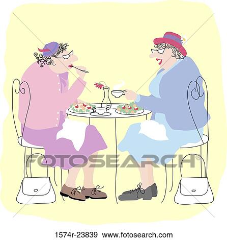 Old Ladies at Tea, Linda Braucht (20th C. American), Computer Graphics View Large Photo Image Stock Photo - Old Ladies at Tea, Linda Braucht (20th C. American), Computer Graphics. Fotosearch