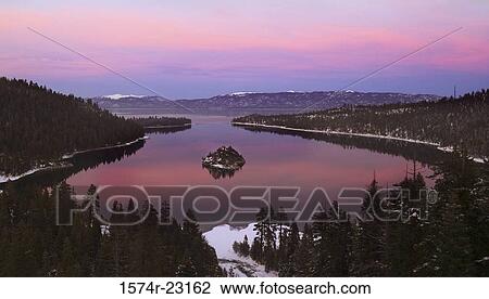 Panoramic view of a bay, Emerald Bay, Lake Tahoe, California, USA View Large Photo Image Stock Image - Panoramic view of a bay, Emerald Bay, Lake Tahoe, California, USA. Fotosearch