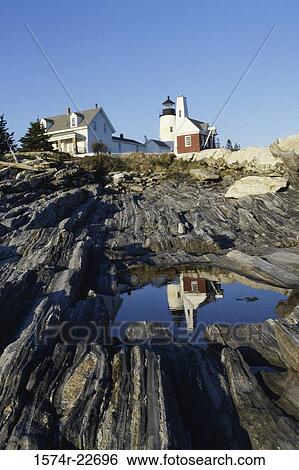 Reflection of a lighthouse in water, Pemaquid Point Lighthouse, Pemaquid Point, Maine, USA View Large Photo Image Stock Photograph - Reflection of a lighthouse in water, Pemaquid Point Lighthouse, Pemaquid Point, Maine, USA. Fotosearch