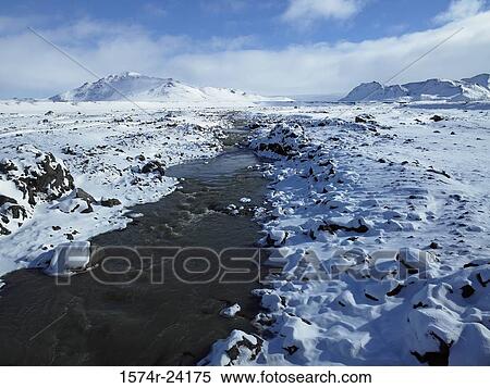 River flowing through a snow covered landscape, Emstrur River, Iceland View Large Photo Image Stock Photography - River flowing through a snow covered landscape, Emstrur River, Iceland. Fotosearch