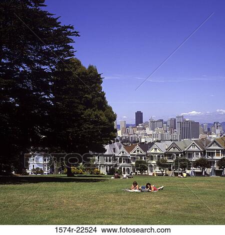 Row of houses in front of a park, San Francisco, California, USA View Large Photo Image Picture - Row of houses in front of a park, San Francisco, California, USA. Fotosearch