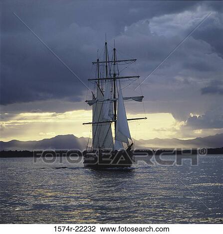 Ship with sails, New Zealand View Large Photo Image Stock Image - Ship with sails, New Zealand. Fotosearch