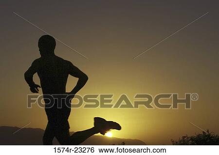 Stock Photograph - Silhouette of a man running. Fotosearch