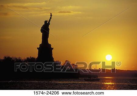 Silhouette of a statue, Statue of Liberty, New York City, New York, USA View Large Photo Image Stock Photograph - Silhouette of a statue, Statue of Liberty, New York City, New York, USA. Fotosearch
