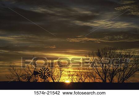 Silhouette of a wind turbine during sunset, Barber, Kansas, USA View Large Photo Image Stock Image - Silhouette of a wind turbine during sunset, Barber, Kansas, USA. Fotosearch