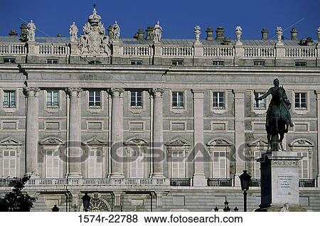 Statue in front of a building, Royal Palace, Madrid, Spain View Large Photo Image Stock Photo - Statue in front of a building, Royal Palace, Madrid, Spain. Fotosearch