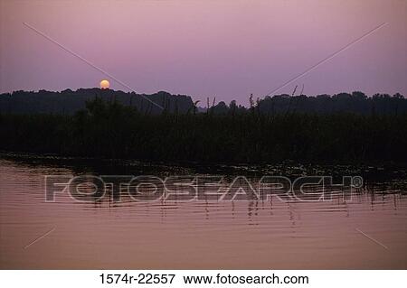 Sunset over a lake View Large Photo Image Stock Photo - Sunset over a lake. Fotosearch