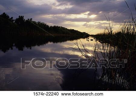 Sunset over a river View Large Photo Image Stock Image - Sunset over a river. Fotosearch