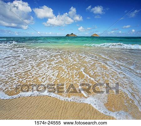 Surf on the beach, Lanikai Beach, Oahu, Hawaii, USA View Large Photo Image Stock Photography - Surf on the beach, Lanikai Beach, Oahu, Hawaii, USA. Fotosearch