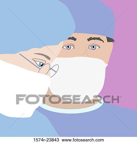 Stock Image - Surgeon Close-up 2, Linda Braucht (20th C. American), Computer Graphics. Fotosearch