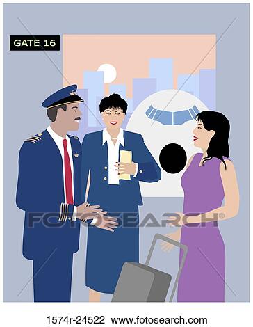 Stock Image - The Airline Crew 2 Linda Braucht (20th C. American) Computer Graphics. Fotosearch