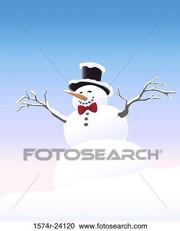 Stock Image - The Happy Snowman 2, Linda Braucht (20th C. American), Computer Graphics. Fotosearch