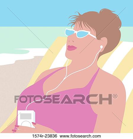 Stock Photograph - The Sun Bather Ipod, Linda Braucht (20th C. American), Computer Graphics. Fotosearch