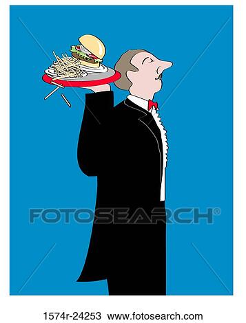 Stock Image - The Waiter Linda Braucht (20th C. American) Computer Graphics. Fotosearch