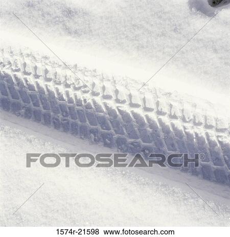 Tire tracks in the snow View Large Photo Image Stock Photo - Tire tracks in the snow. Fotosearch