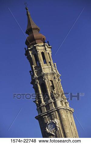 Stock Photo - Tower of La Seo Cathedral, Zaragoza, Spain. Fotosearch