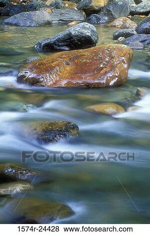 Stock Photo - Water flowing through rocks, Gold River, Mohawk Trail State Forest, Massachusetts, USA. Fotosearch