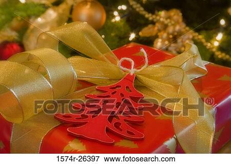 Close-up of a Christmas present View Large Photo Image Stock Photo - Close-up of a Christmas present. Fotosearch