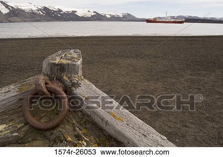 Stock Image - Close-up of a dilapidated boat, Telephone Bay, Deception Island, South Shetlands Islands, Antarctica. Fotosearch