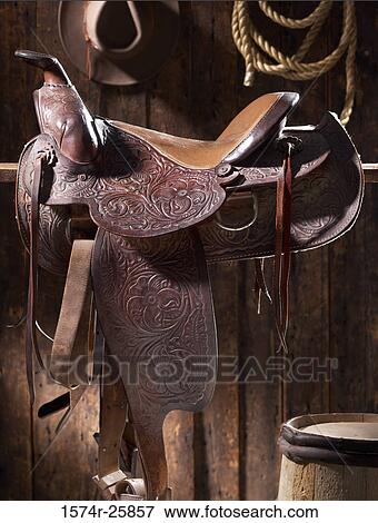 Close-up of a saddle View Large Photo Image Stock Photo - Close-up of a saddle. Fotosearch