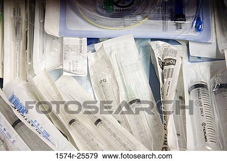 Stock Photo - Close-up of packed syringes. Fotosearch