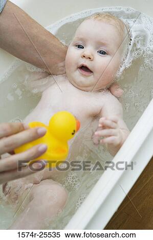 baby taking a bath