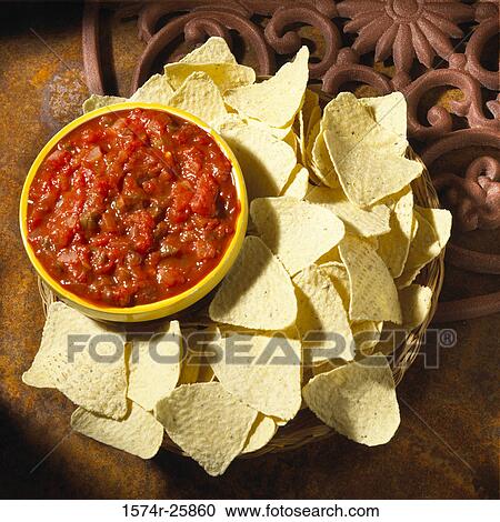 High angle view of nachos with dip in a basket View Large Photo Image Stock Image - High angle view of nachos with dip in a basket. Fotosearch