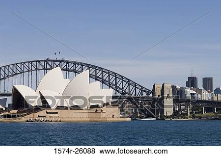 Opera house on the waterfront near a bridge, Sydney Opera House, Sydney Harbor Bridge, Sydney, Australia View Large Photo Image Stock Photo - Opera house on the waterfront near a bridge, Sydney Opera House, Sydney Harbor Bridge, Sydney, Australia. Fotosearch
