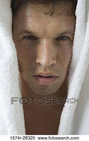 Portrait of a mid adult man with a towel on his head View Large Photo Image Stock Photography - Portrait of a mid adult man with a towel on his head. Fotosearch