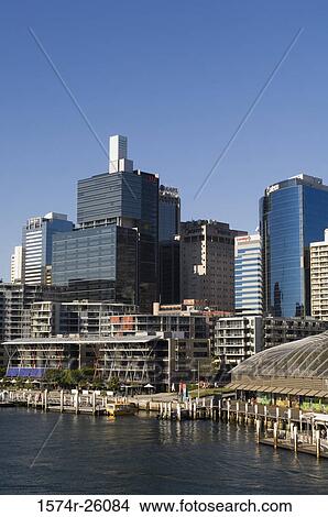 Skyscrapers on the waterfront, Darling Harbor, Sydney, Australia View Large Photo Image Picture - Skyscrapers on the waterfront, Darling Harbor, Sydney, Australia. Fotosearch