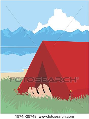 Stock Photo - Tent Camping Linda Braucht (b. 20th C. /American) Computer graphics. Fotosearch