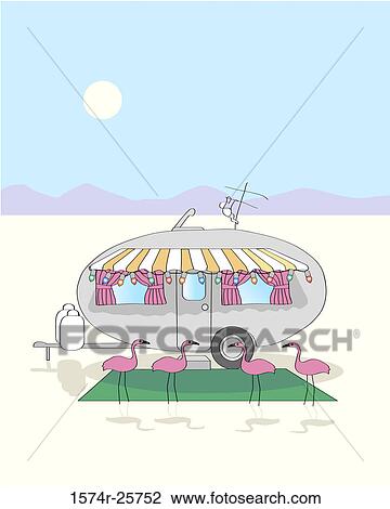Stock Image - The Trailer Linda Braucht (b. 20th C. /American) Computer graphics. Fotosearch