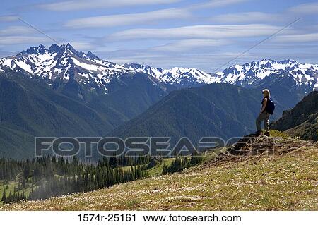 Woman standing on a hill View Large Photo Image Stock Image - Woman standing on a hill. Fotosearch