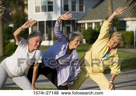 Cheerful senior woman exercising View Large Photo Image Stock Photo - Cheerful senior woman exercising. Fotosearch