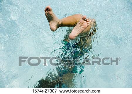 Child swimming in swimming pool View Large Photo Image Stock Photo - Child swimming in swimming pool. Fotosearch
