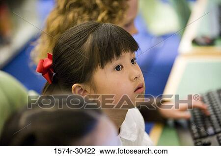 Side view of a schoolgirl looking away View Large Photo Image Stock Image - Side view of a schoolgirl looking away. Fotosearch
