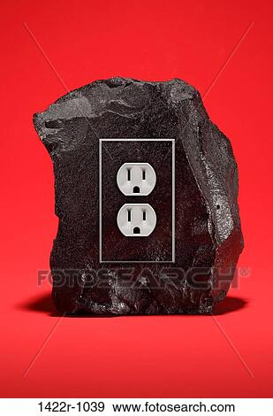 Black coal with single electric outlet View Large Photo Image Stock Photo - Black coal with single electric outlet. Fotosearch