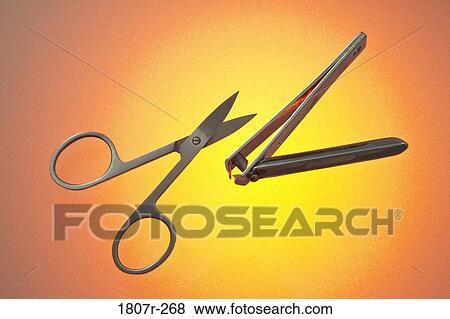 Stock Photo - Close-up of scissor and nail clipper. Fotosearch