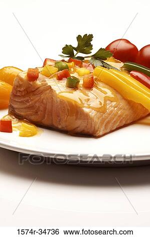 Close-up of smoked salmon on a plate View Large Photo Image Stock Photograph - Close-up of smoked salmon on a plate. Fotosearch