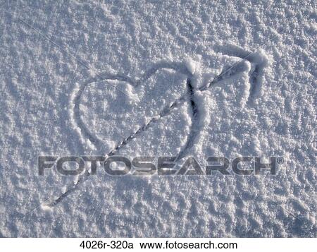 Drawing of heart and arrow in snow View Large Photo Image Stock Image - Drawing of heart and arrow in snow. Fotosearch