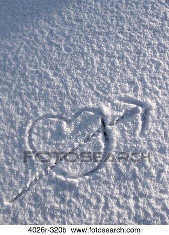 Drawing of heart and arrow in snow View Large Photo Image Stock Image - Drawing of heart and arrow in snow. Fotosearch