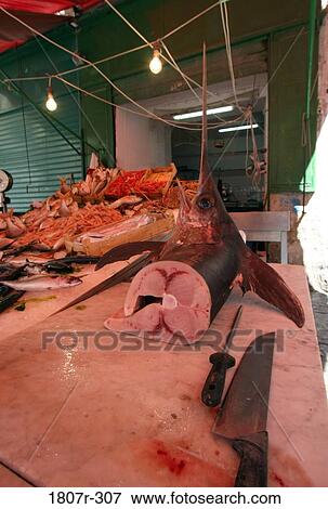Fish stand in a market, Greece View Large Photo Image Stock Photo - Fish stand in a market, Greece. Fotosearch