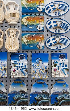Greek souvenir at a market, Mykonos Town, Mykonos, Cyclades Islands, Greece View Large Photo Image Stock Image - Greek souvenir at a market, Mykonos Town, Mykonos, Cyclades Islands, Greece. Fotosearch