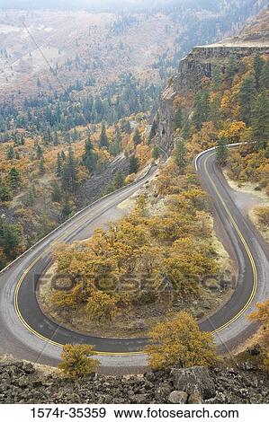 High angle view of a highway, Historic Columbia River Highway, Columbia River Gorge, Mosier, Oregon, USA View Large Photo Image Stock Photo - High angle view of a highway, Historic Columbia River Highway, Columbia River Gorge, Mosier, Oregon, USA. Fotosearch