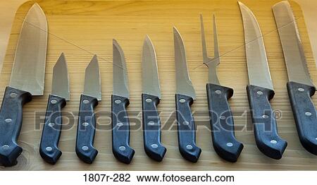 Kitchen knife set View Large Photo Image Stock Image - Kitchen knife set. Fotosearch