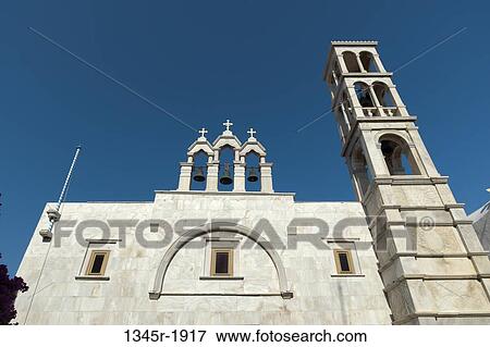 Low angle view of a monastery, Panagia Tourliani Monastery, Ano Mera, Mykonos, Cyclades Islands, Greece View Large Photo Image Stock Photo - Low angle view of a monastery, Panagia Tourliani Monastery, Ano Mera, Mykonos, Cyclades Islands, Greece. Fotosearch