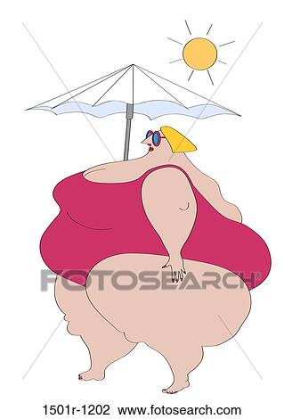 Overweight woman in swimsuit carrying sun umbrella View Large Photo Image Stock Image - Overweight woman in swimsuit carrying sun umbrella. Fotosearch