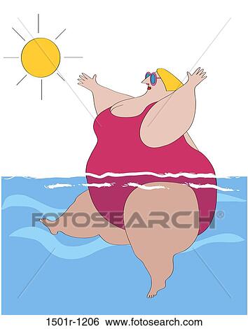 Overweight woman practicing water aerobic in sea View Large Photo Image Stock Photograph - Overweight woman practicing water aerobic in sea. Fotosearch
