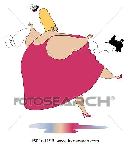 Overweight woman slipping on puddle View Large Photo Image Stock Photo - Overweight woman slipping on puddle. Fotosearch